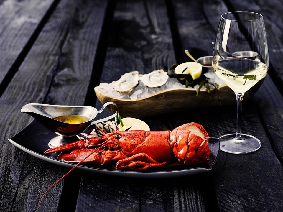 restaurant lobster oysters dinner wine